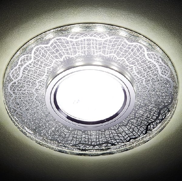 Светильник Точечный ДекорСтекло MR16+LED 1х50Вт GU5.3  Хром-Серебро D115х25мм  IP20 S175 Ambrella