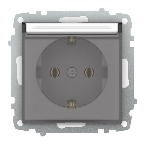 Розетка В Рамку  Одинарная с Заземлением+Крышка Белоснежный IP20  Zena  Vega EL-BI