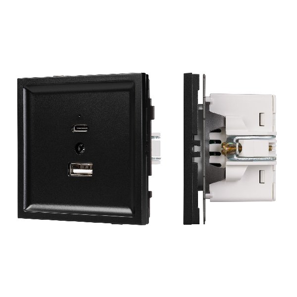 Механизм USB розетки SCT-TENDO-MUAC-PL-BK (5V, 3A, QC3) (Arlight, Черный)