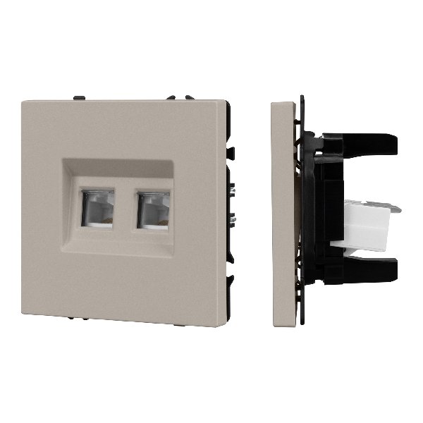 Механизм сдвоенной компьютерной розетки SCT-NOBE-MPC2-SFPL-CA (RJ-45, CAT6) (Arlight, Кашемир)