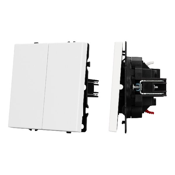 Механизм выключателя двухклавишный непроходной SWT-NOBE-MK02-SFPL-WH (230V, 10A) (Arlight, Белый ква