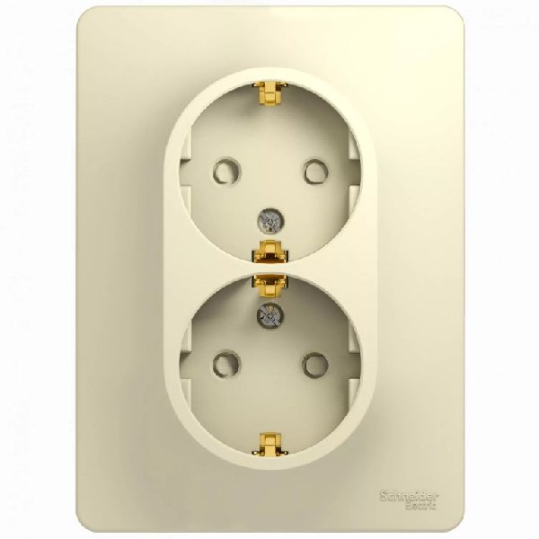 Розетка Встраив Двойная c Заземлением+Шторы Бежевый IP20 16А 250В GLOSSA Schneider Electric