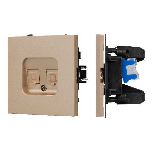 Механизм компьютерной розетки двойной SCT-TENDO-MPC2-PL-GD (RJ-45, CAT6) (Arlight, Песочный)