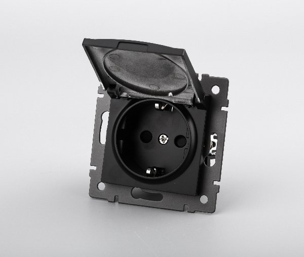 Механизм розетки влагозащищённый SCT-MCP-PL-BK-V (250V, 16A) (Arlight, -)