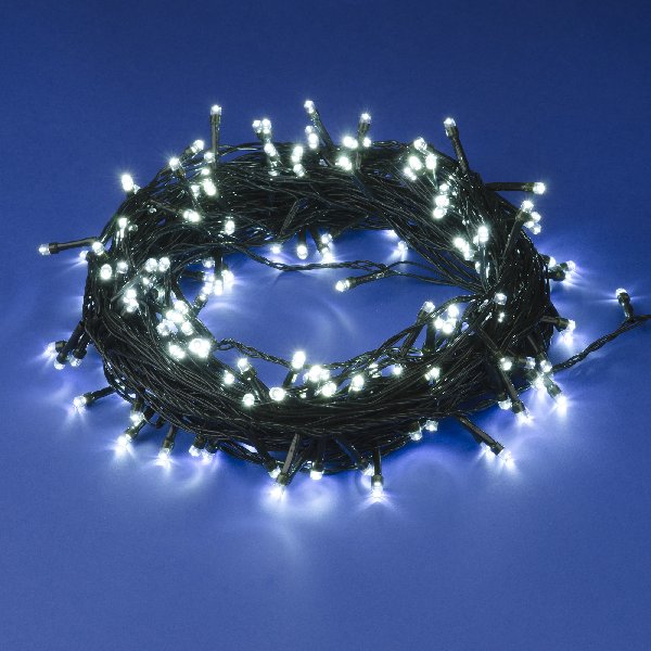 Гирлянда LED 220В IP20  20м 200LED Белый свет провод Зеленый  Uniel