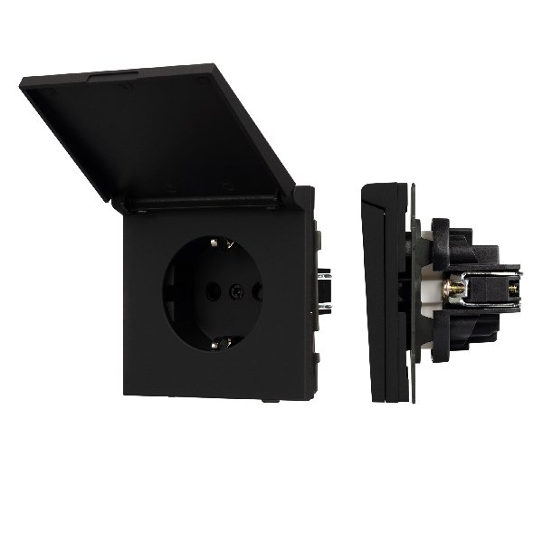 Механизм розетки влагозащищённый SCT-TENDO-MCP-SFPL-BK (230V, 16A) (Arlight, Матовый черный)