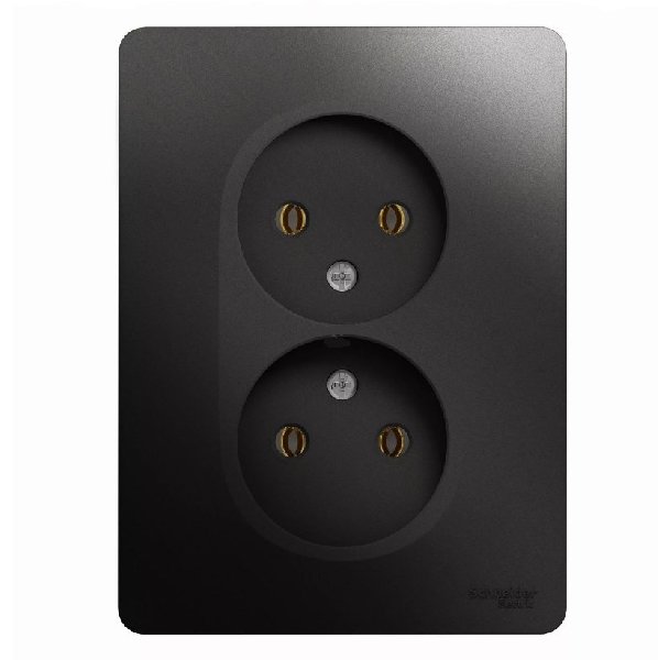 Розетка Встраив Двойная Без Заземления Антрацит IP20 16А 250В GLOSSA Schneider Electric