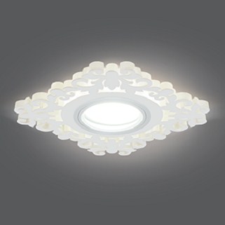 Светильник Точечный ДекорСтекло MR16+LED3000К 1х50Вт GU5.3 Белый 120х120х25мм IP20 BL131 Gauss
