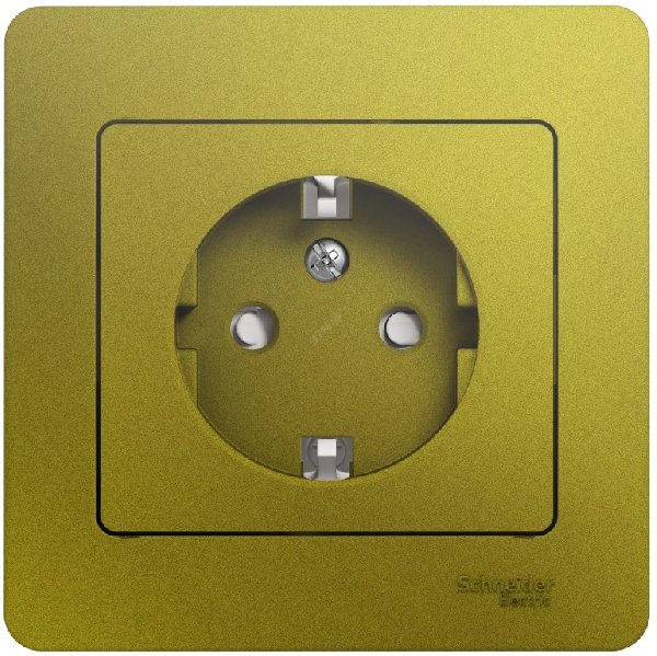 Розетка Встраив Одинарная c Заземлением+Шторки Фисташковый IP20   GLOSSA Schneider Electric