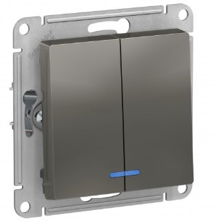 Выключатель В Рамку Двухклавишный С Подсветкой Сталь IP20 10А 250В ATLASDESIGN SE