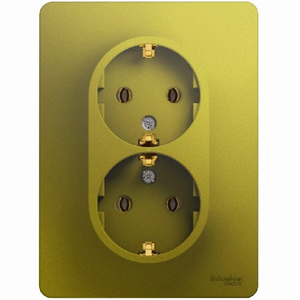 Розетка Встраив Двойная с Заземлением Фисташковый IP20   GLOSSA Schneider Electric