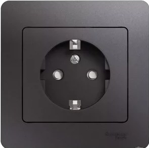 Розетка Встраив Одинарная c Заземлением+Шторки Графит IP20   GLOSSA Schneider Electric