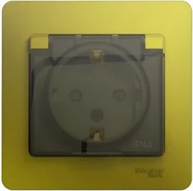 Розетка Встраив Одинарная c Заземлением+Шторки+Крышка Фисташковый IP44   GLOSSA Schneider Electric