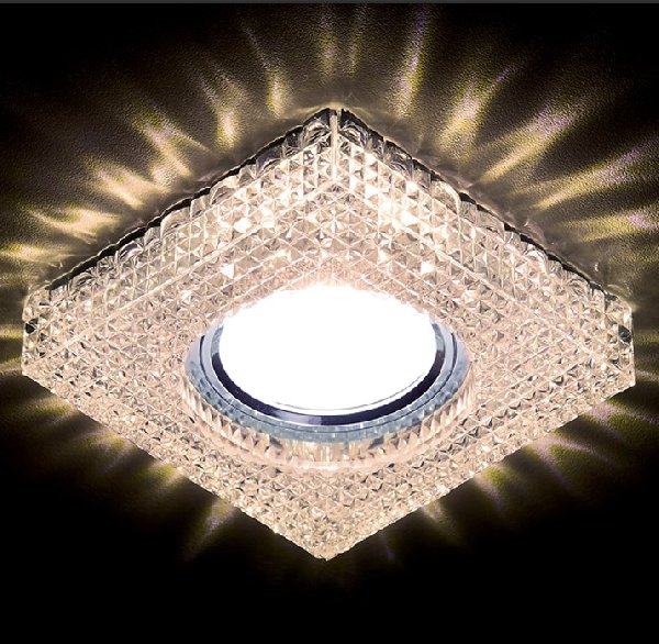 Светильник Точечный ДекорСтекло MR16+LED 1х50Вт GU5.3 Хром-Прозрачный 125x125x30мм S272 WW Ambrella