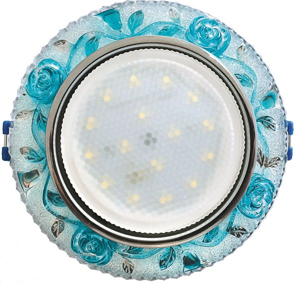 Светильник Точечный ДекорСтекло GX53+LED Голубой D125х38мм PROVENCE Спутник