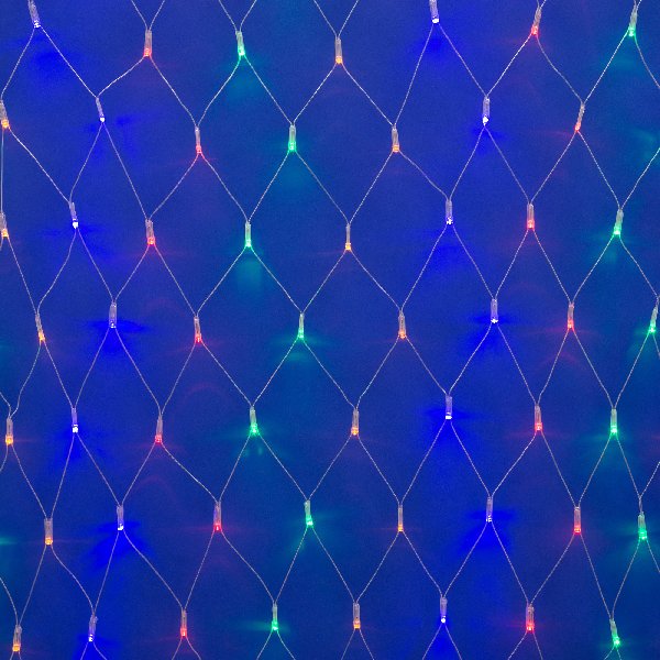 Гирлянда LED 220В IP44 Динамич. Сетка   1,5х1,5м 96 Мульти провод Прозрач. Uniel
