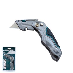 Нож складной строительный универсальный (комплект 4-лезвия) алюминий  AKKOSTAR