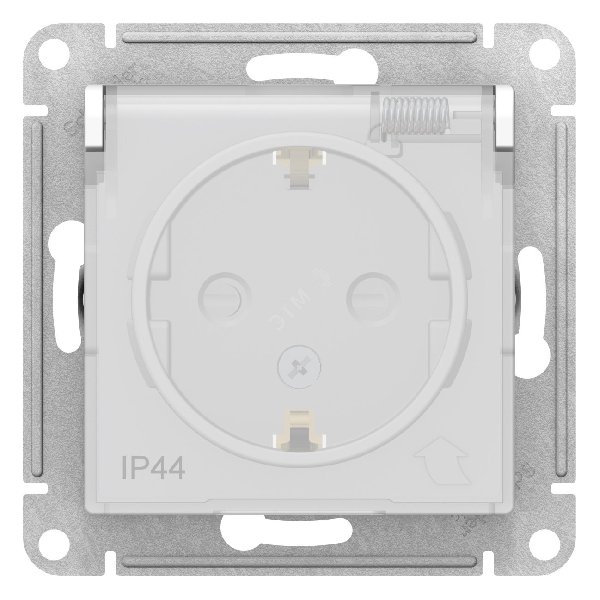 Розетка В Рамку  Одинарная с Заземлением+Шторки+Крышка Белый IP44 16А 250В ATLASDESIGN AQUA Schneide