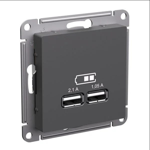 Розетка USB+USB В Рамку  Одинарная  Базальт IP20   ATLASDESIGN Schneider Electric