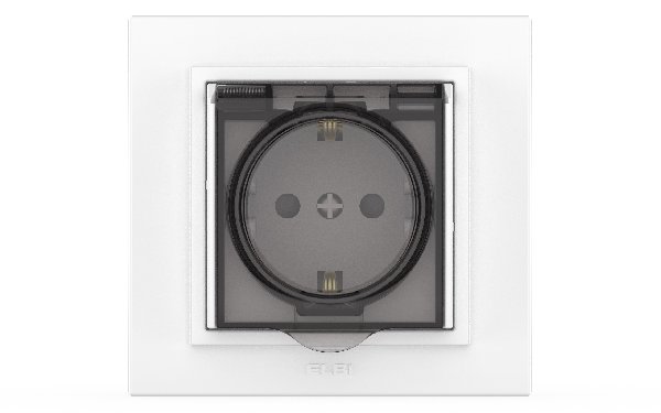 Розетка Встраив  Одинарная с Заземлением+Крышка Белоснежный IP44 16А 250В Zena El-Bi
