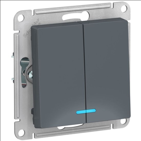 Выключатель В Рамку Двухклавишный С Подсветкой Грифель IP20 10А 250В ATLASDESIGN SE