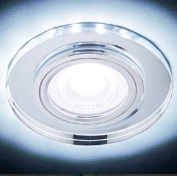 Светильник Точечный ДекорСтекло MR16+LED 1х50Вт GU5.3  Хром-Прозрачный D90х20мм S214 IP20 Ambrella