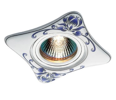 Светильник Точечный Врезной MR16 1х50Вт GU5.3 Белый+Синий 95x95x13мм IP20 Ceramic Novotech
