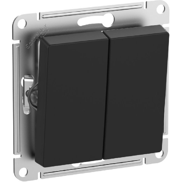 Выключатель В Рамку Двухклавишный Без Подсветки Карбон IP44 10А 250В ATLASDESIGN AQUA SE