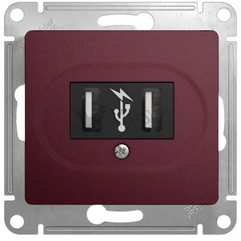 Розетка В Рамку Одинарная USBх2 Баклажановый IP20   GLOSSA Schneider Electric