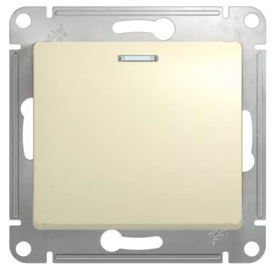 Переключатель В Рамку Одноклавишный С Подсветкой Молочный IP20 10А 250В GLOSSA SE