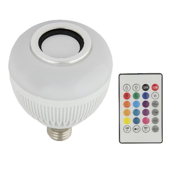 Лампа LED Е27 Груша 220В    8Вт RGB + Динамик Bluetooth D70х110мм Матовая колба DISCO Volpe