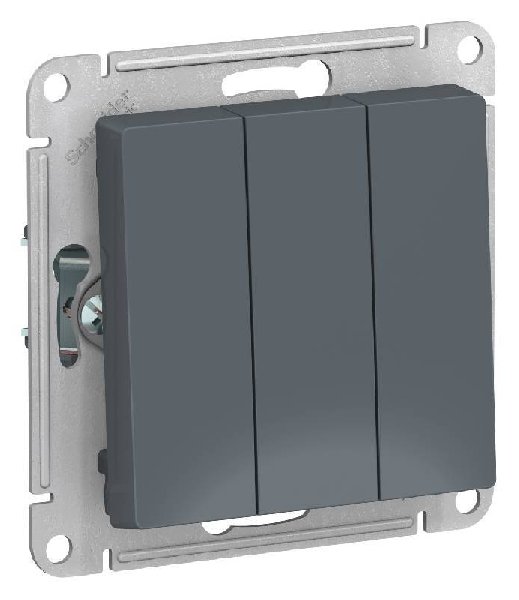 Выключатель В Рамку Трехклавишный Без Подсветки Грифель IP20 10А 250В ATLASDESIGN SE
