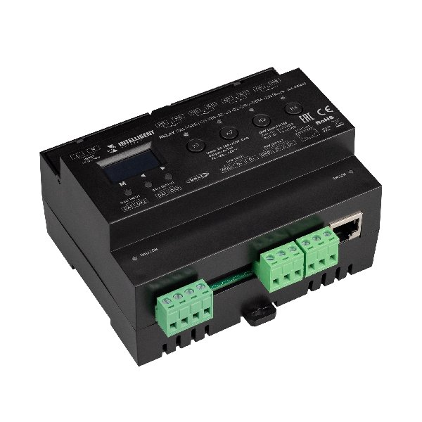 INTELLIGENT ARLIGHT Релейный модуль DALI-SWITCH-708-82-4G-D2-DRO-RDM-DIN Black (230V, 4x10A, DMX512)
