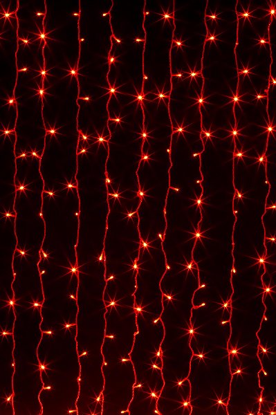 Гирлянда LED 220В IP44 Статич. Занавес   2х2,5м Красная 330 провод Проз. H-T-F