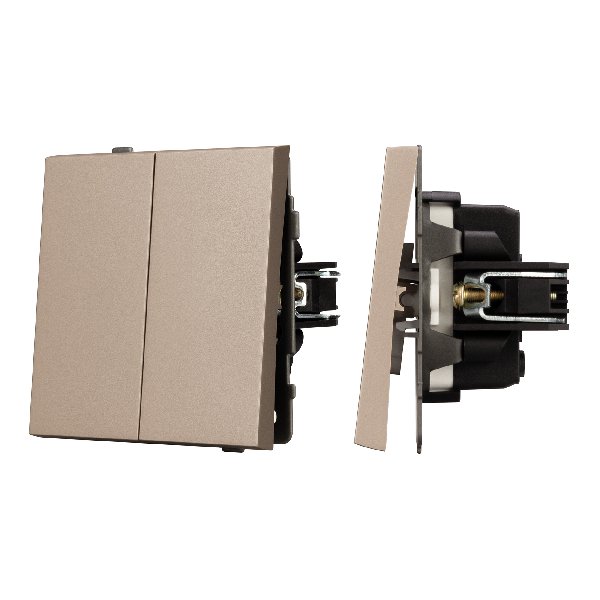 Механизм выключателя двухклавишный проходной SWT-TENDO-MKP2-PL-GD (230V, 10A) (Arlight, Песочный)