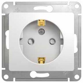 Розетка В Рамку  Одинарная С Заземлением+Шторки Белый IP20 16А 250В GLOSSA Schneider Electric