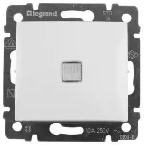 Выключатель В Рамку Одноклавишный С Подсветкой Белый IP20 10А 250В VALENA Legrand