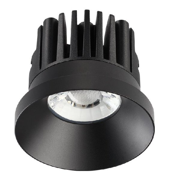 Светильник Точечный Врезной LED 1х  10Вт 3000K  Черный D80мм(70)x60 38º  800Лм IP44 Metis NovoTech