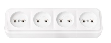 Розетка Наруж Четырехместная Без Заземления Белый IP 20 10А 250В Пралеска Bylectrica