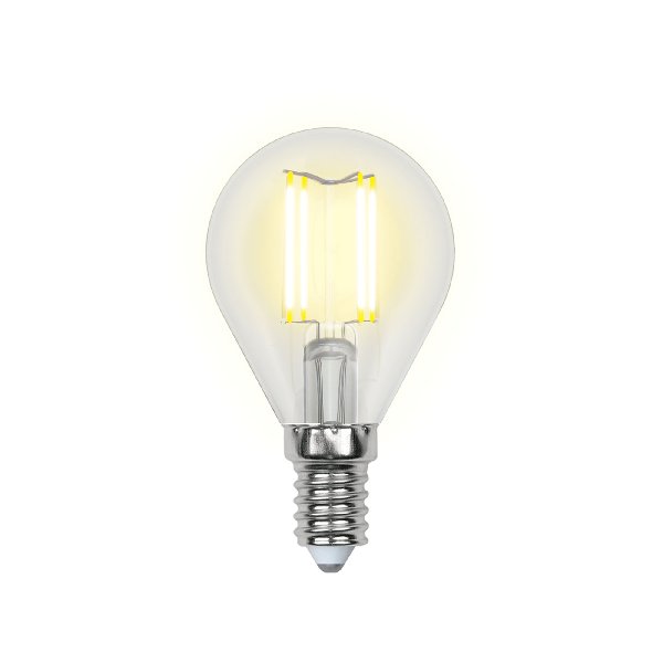 Лампа LED FILAMENT Е14 Шар 220В    6Вт 3000К D70×45мм Прозрачная колба 360º 500Лм Sky Uniel