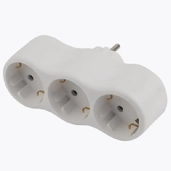 Разветвитель 3 гнезда С Заземлением Плоский 16А 250B Белый SPx-3e-W ЭРА