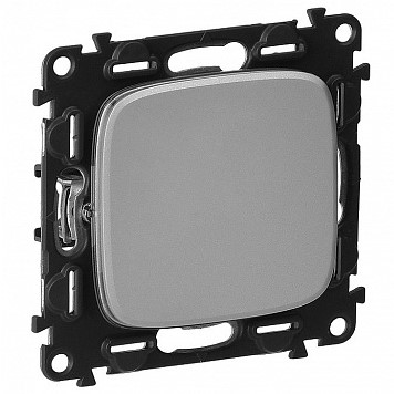 Выключатель В Рамку Одноклавишный Без Подсветки Алюминий IP20 10А 250В ALLURE Legrand