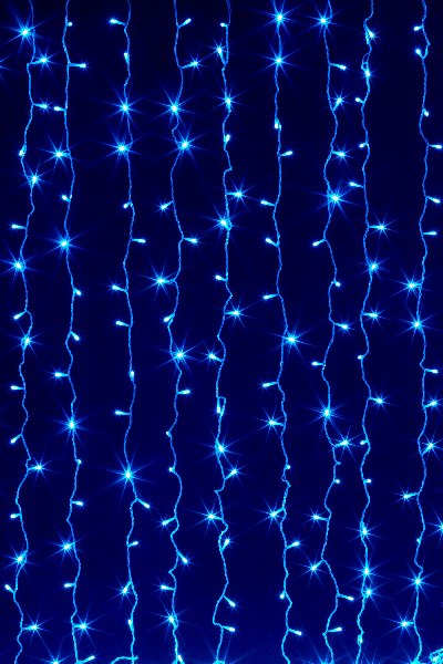 Гирлянда LED 220В IP44 Статич. Занавес   4х2,5м Синяя 420 провод Проз. H-T-F