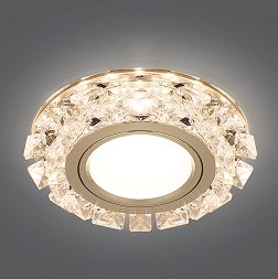 Светильник Точечный ДекорСтекло MR16+LED2700К 1х50Вт GU5.3 Прозрачный D95х35мм IP20 BL049 Gauss