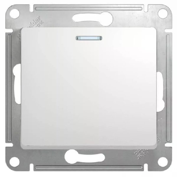 Выключатель В Рамку Одноклавишный С Подсветкой Белый IP20 10А 250В GLOSSA SE