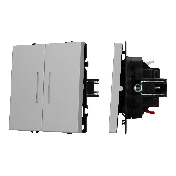 Механизм выключателя двухклавишный проходной LED SWT-NOBE-MKP2-SFPL-L-IS (230V, 10A) (Arlight, Никел