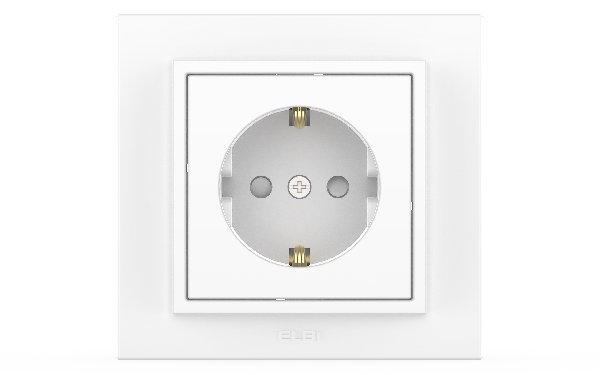 Розетка В Рамку  Одинарная с Заземлением+Шторки Белоснежный IP20 16А 250В  Zena  Vega  EL-BI