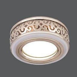 Светильник Точечный ДекорСтекло MR16+LED3000К 1х50Вт GU5.3 Золото-Белый D75х43мм IP20 BL092 Gauss