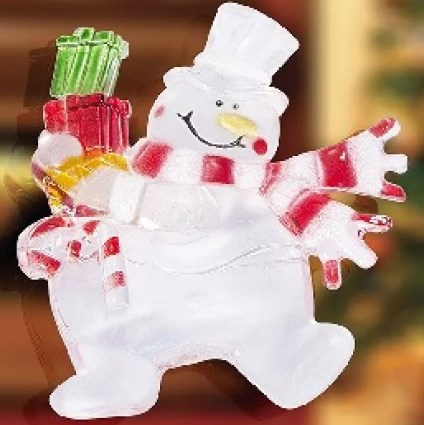 Фигура на Присоске Снеговик с подарком LED RGB 2хCR2032 75х90х10мм 501-022 Neon-Night