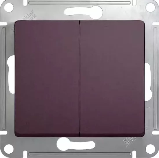 Переключатель В Рамку Двухклавишный Без Подсветки Сиреневый Туман IP20 10А 250В GLOSSA SE